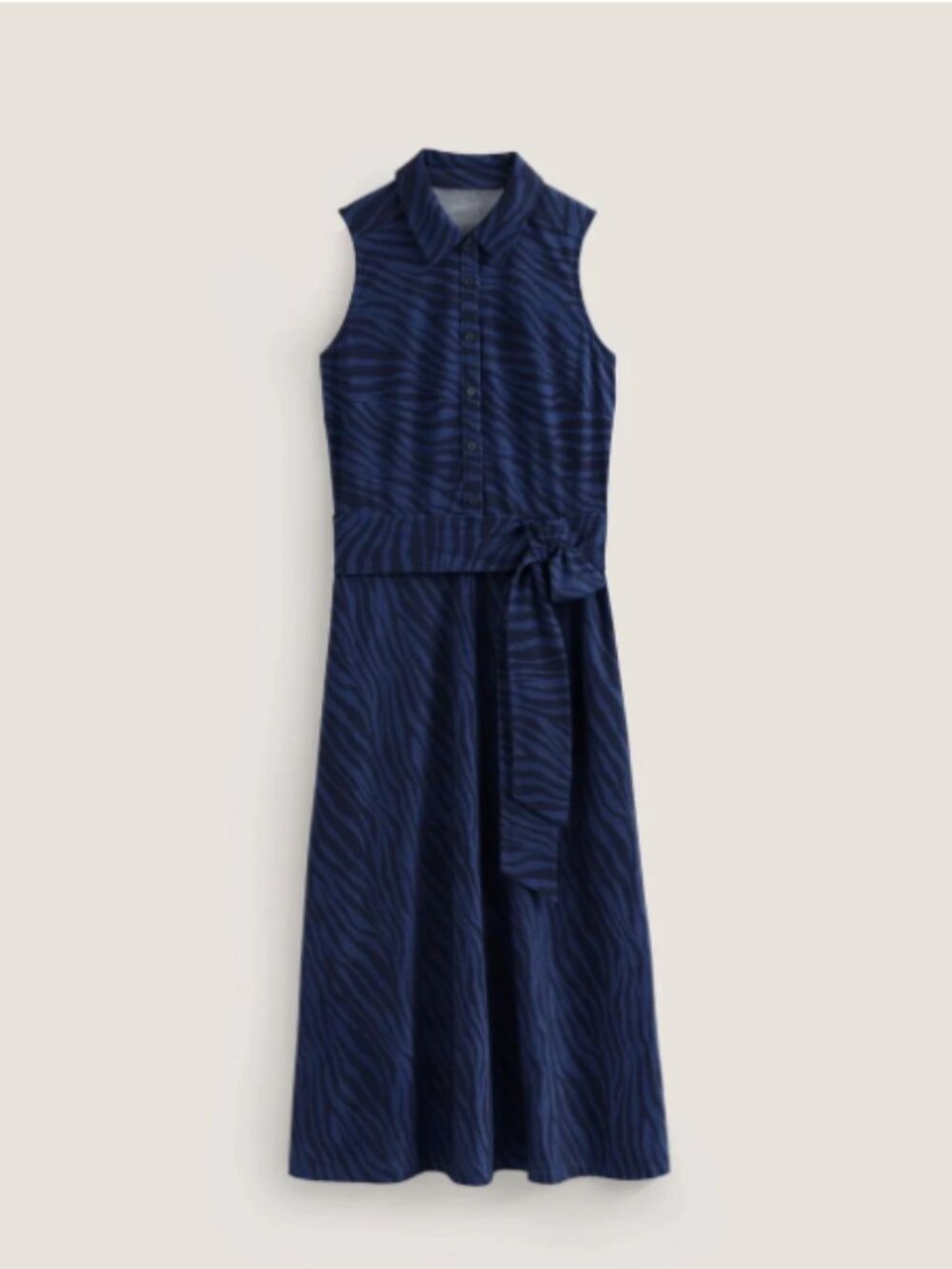 Boden Laura Sleeveless Shirt Dress-True Navy, Animal Stripe- Size 4 Petite
